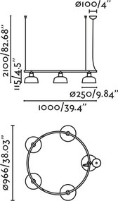 Lustra suspendata metal TATAWIN M 5L negru, orange