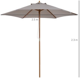 Outsunny Umbrelă de Grădină 2.5x2.3m Parasolar cu 6 Nervuri din Lemn și Poliester Crem | Aosom Romania