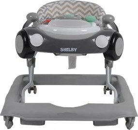 Premergator Reglabil in 3 Trepte NOVOKIDS™ Shelby Mini Car , Roti silentioase, Pliabil, 8 Roti, Cu Melodii si volan, Model Masinuta, Gri