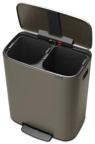 Coș de gunoi gri de reciclat/cu pedală din oțel 60 l Bo – Brabantia