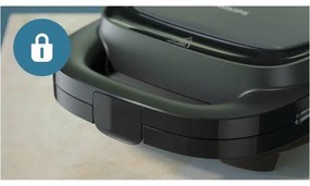 Toaster pentru sandvișuri Philips HD2331/90 Seria 3000, 750 W, Pentru până la 2 felii/4 sandvișuri triunghiulare, Plăci din aluminiu neaderente, Negru