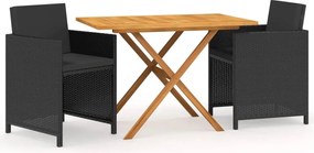 vidaXL Set mobilier de grădină cu perne, 3 piese, negru