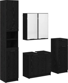vidaXL Set de mobilier pentru baie 4 pcs Stejar Negru Lemn compozit