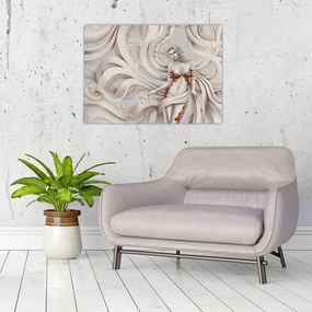 Tablou pe sticlă - Zeița motiv floral (70x50 cm)