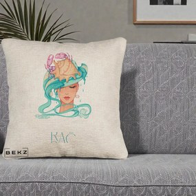 Perna Personalizata Zodie Rac, 40x40 cm, Bej Canapea, Husa Detasabila, Perna Inclusa, BEKZ®