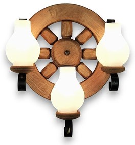 Aplica de perete rustica fabricata manual din lemn Roata WOOD-RO-AP3