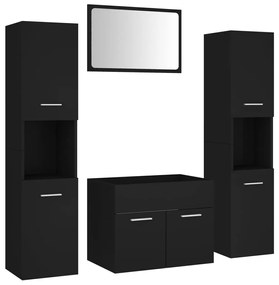 3071046 vidaXL Set mobilier de baie, negru, lemn prelucrat