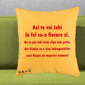 Cadou pentru Iubita - Perna Personalizata Azi Te Voi Iubi, 40x40 cm, Galben, Husa Detasabila, Perna Inclusa, BEKZ®