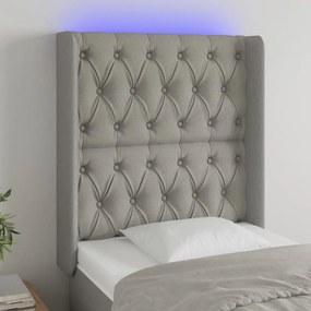 vidaXL Tăblie de pat cu LED, gri deschis, 83x16x118/128 cm, textil