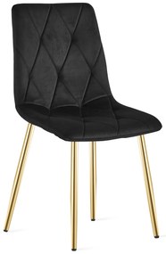Scaun de bucatarie din catifea neagra LIBRA cu picioare aurii