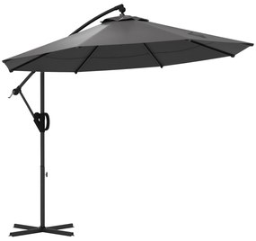 Outsunny Umbrelă de soare cu suspensie, inclusiv bază în formă de cruce, 293 x 293 x 260 cm, Gri | Aosom Romania