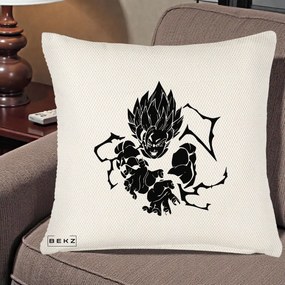 Perna Personalizata Dragon Ball Goku Super Saiyan Silueta, 40x40 cm, Crem Reliefat, Husa Detasabila, Perna Inclusa, BEKZ®