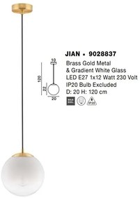 Pendul design modern JIAN, diametru 20cm