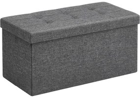 Pouf, banc de depozitare 76 x 38 x 38 cm, gri inchis | SONGMICS