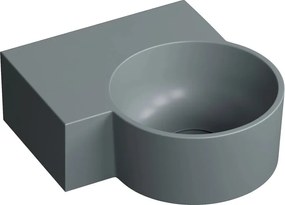 Lavoar suspendat Omnires Ovo M+ finisaj gri cenusa mat 33.5 cm stanga