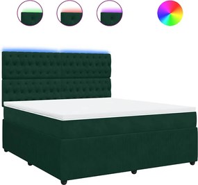 vidaXL Pat box spring cu saltea, verde închis, 180x200 cm, catifea