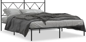 vidaXL Cadru de pat metalic cu tăblie, negru, 160x200 cm
