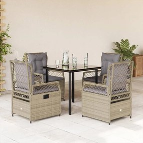 vidaXL Set mobilier de grădină cu perne, 5 piese, bej, poliratan