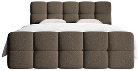 Pat matrimonial continental 140 cm Cirsten 140C (cu somieră și saltea) (cu sp. depozitare) (Bej). 1100161