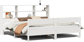 vidaXL Pat cu bibliotecă fără saltea, 180x200 cm, lemn masiv de pin