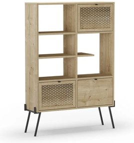 Bibliotecă în culoare naturală cu aspect de lemn de stejar 95x141 cm Evan – Marckeric