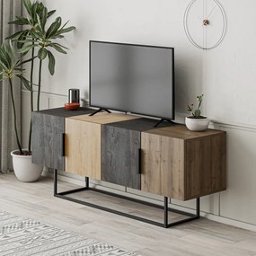 Masă TV maro/în culoare naturală cu aspect de lemn de stejar 140x55 cm Titan – Marckeric