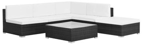 vidaXL Set mobilier de grădină cu perne, 6 piese, negru, poliratan