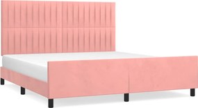 vidaXL Cadru de pat cu tăblie, roz, 160x200 cm, catifea