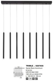 Lustra cu 8 pendule LED design tubular TRIMLE