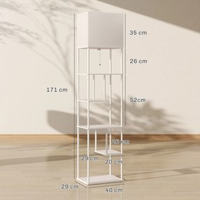 HOMCOM Lampă de podea cu rafturi Temperatură culori reglabilă 3000K-6500K Telecomandă Bec E27 Alb | Aosom Romania