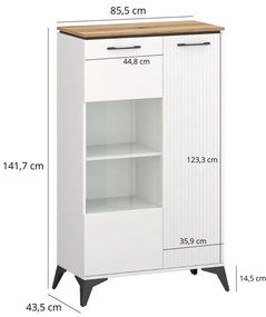 Vitrină Vejares 2 (alb + stejar evoke). 1116988