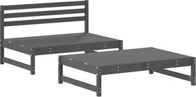 vidaXL Set mobilier relaxare grădină, 2 piese, gri, lemn masiv de pin