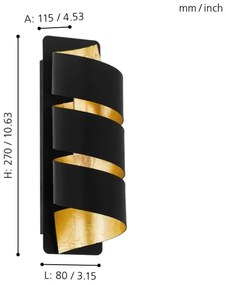 Eglo 98755 - Aplică perete ELIZONDO 1xE14/40W/230V