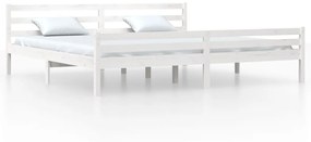 814840 vidaXL Cadru de pat, alb, 200x200 cm, lemn masiv de pin