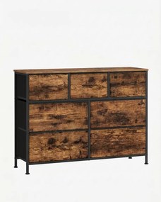 Comoda cu sertare textile TORVANI, rustic maro/negru
