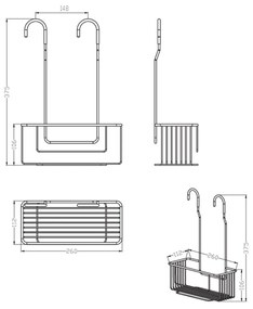 Raft de duș suspendabil AQUALINE 37006 Chrome line, argintiu