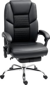 HOMCOM Scaun de Birou cu Masaj prin Vibrații, Spătar Înalt și Înălțime Reglabilă, 66x64x113-121 cm, Negru | Aosom Romania