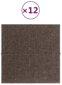 Panouri de perete 12 buc. gri taupe 30x30 cm tesatura 1,08 m   12, Gri taupe, 30 x 30 cm