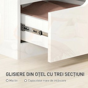 HOMCOM Noptieră Modernă cu 2 Sertare și Design Lucios, Noptieră pentru Dormitor din PAL, 40x40x48 cm, Alb Lucios | Aosom Romania