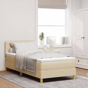 vidaXL Pat cu Arcuri cu Saltea Crem 80x200 cm Țesătură