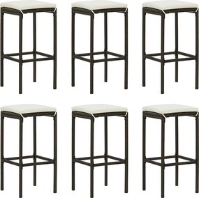 vidaXL Scaune de bar cu perne 6 buc. maro, poliratan