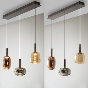 Lustra cu 3 pendule LED, inaltime reglabila, sticla, multicolor, IRIDES