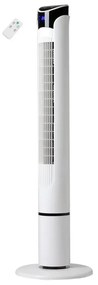 Ventilator Tower Elite ETTF-0332, 45W, 100 cm, Temporizator, 3 viteze, Afișaj LED, Telecomandă, Alb