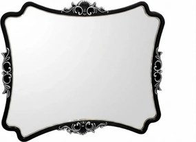 Oglindă decorativă de perete, ramă negru-argintiu antichizată, 60x80 cm