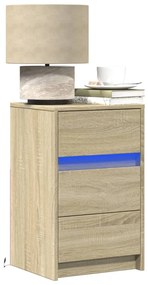 vidaXL Noptieră cu lumini LED, stejar sonoma, lemn prelucrat