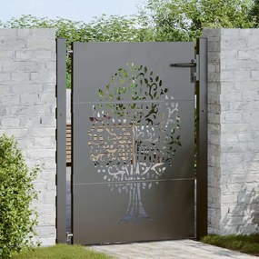 vidaXL Poartă de grădină Negru 105 x 125 cm Oțel vopsit în pulbere