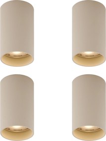 Set de 4 spoturi moderne bej montate la suprafață GU10 50mm Rotund - Tuba