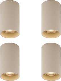 Set de 4 spoturi moderne bej montate la suprafață GU10 50mm Rotund - Tuba