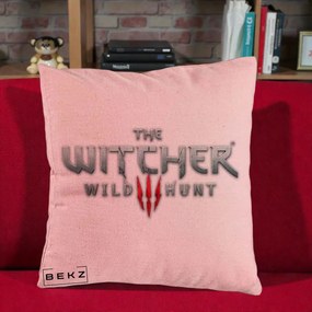 Perna Personalizata The Witcher 3 Wild Hunt, 40x40 cm, Roz, Husa Detasabila, Perna Inclusa, BEKZ®