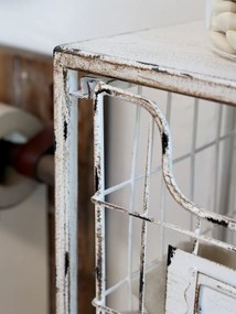 Etajera de perete din metal, cu spatii de depozitare, cu aspect vintage, Antique Cream